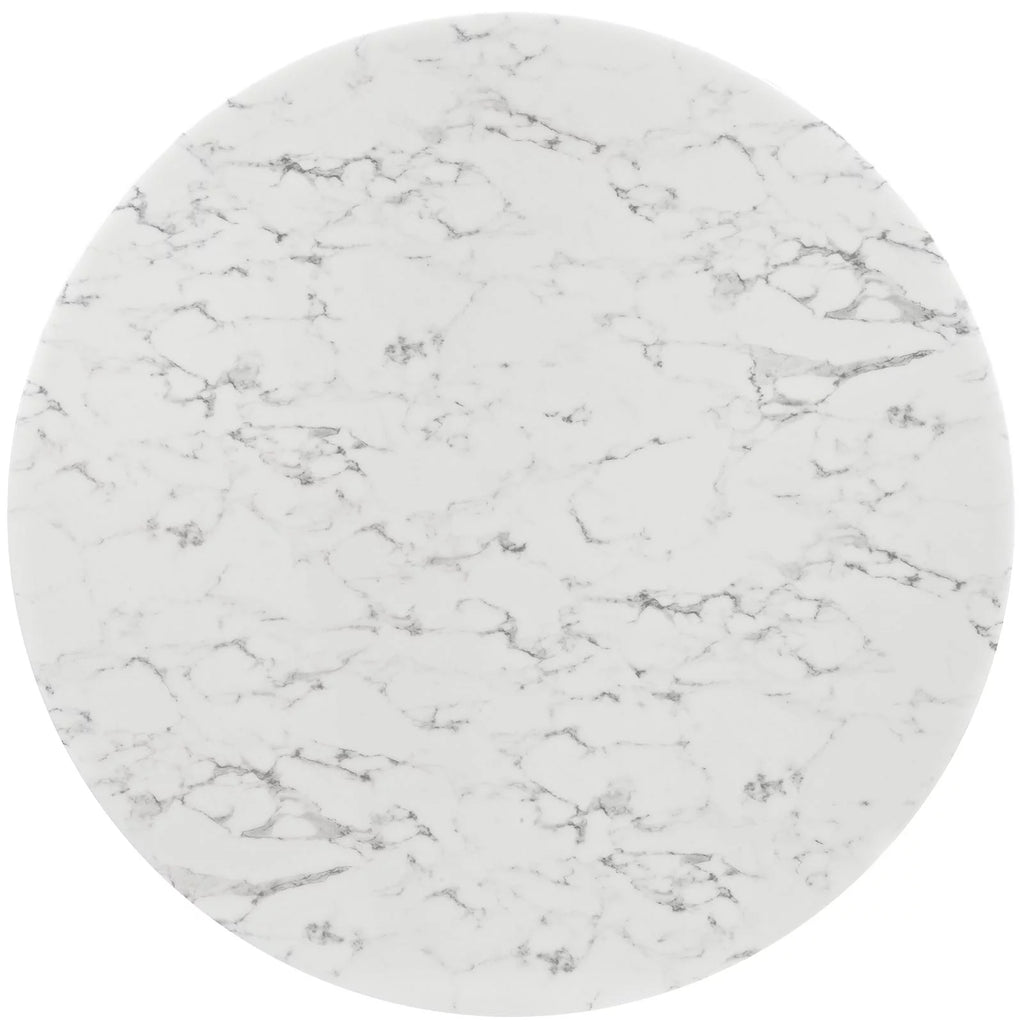 Round White Marble Metal Dining Table I31202
