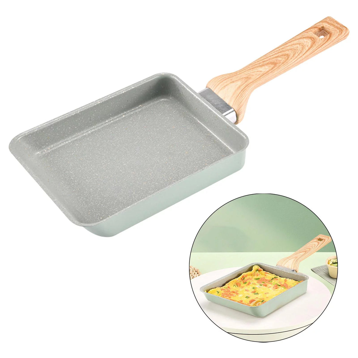 Green Non Stick Rectangle Skillet Q8932