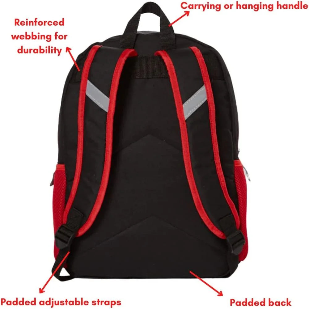 16 inch Red Black Spiderweb Backpack with Lunch Box and Water Bottle X9182