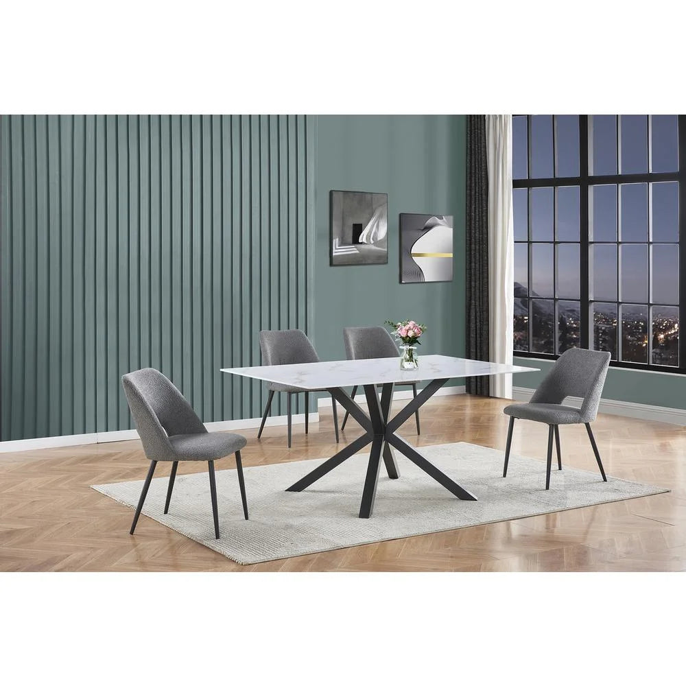 5pc Dining Set with Dark Grey Side Chairs V48210