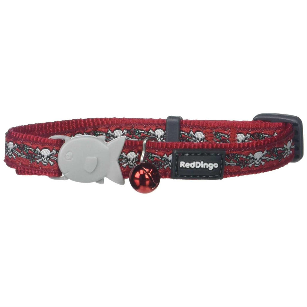 Red Dingo Cat Collar Skull & Roses Red U92377