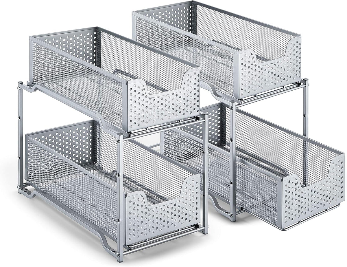 2 Pack Stackable 2-Tier Under Sink Cabinet Organizer with Sliding Storage Drawer K6614
