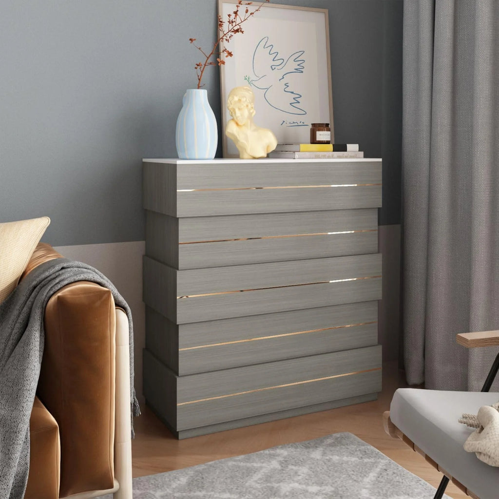 5 Drawer Dresser with Gold Accents G3810