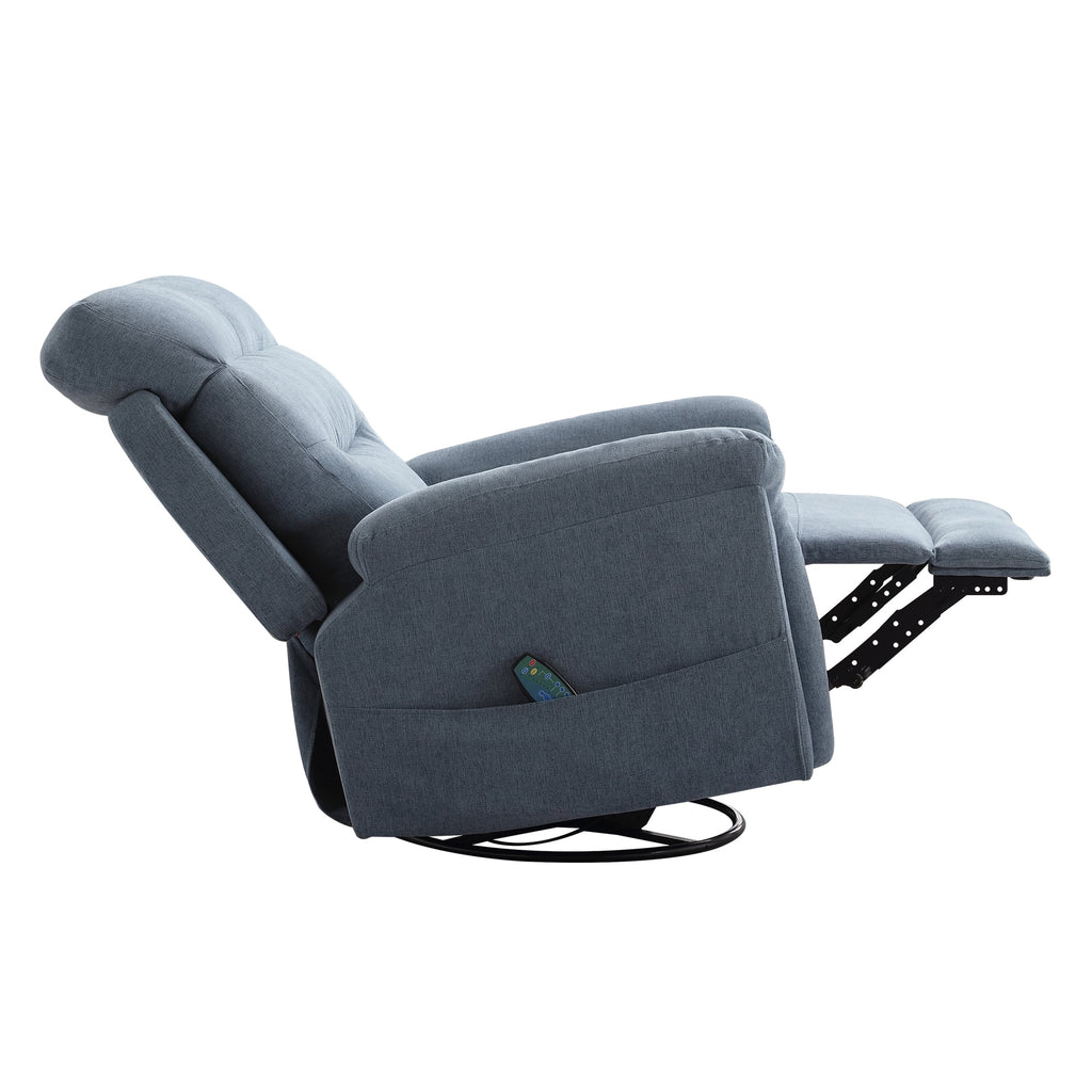 Upholstered Swivel Rocker Recliner Chair with Massage T426451