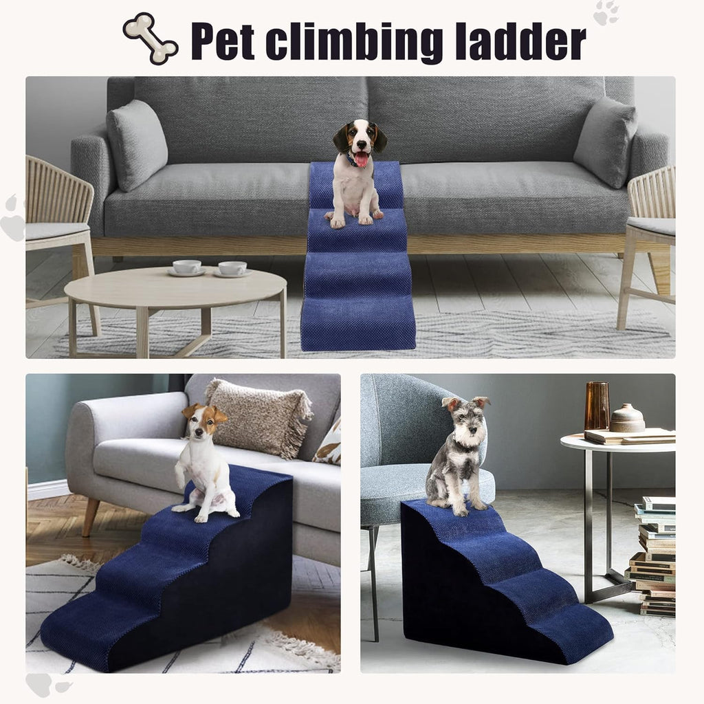 Navy Blue 4 Tiers Foam Dog Stairs V1306