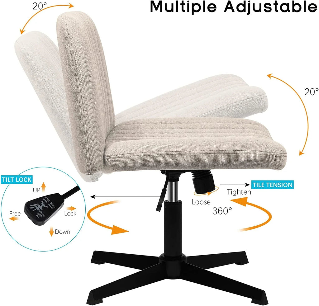 Armless Cross Legged Fabric Padded Swivel Height Adjustable Office Desk Chair J886373