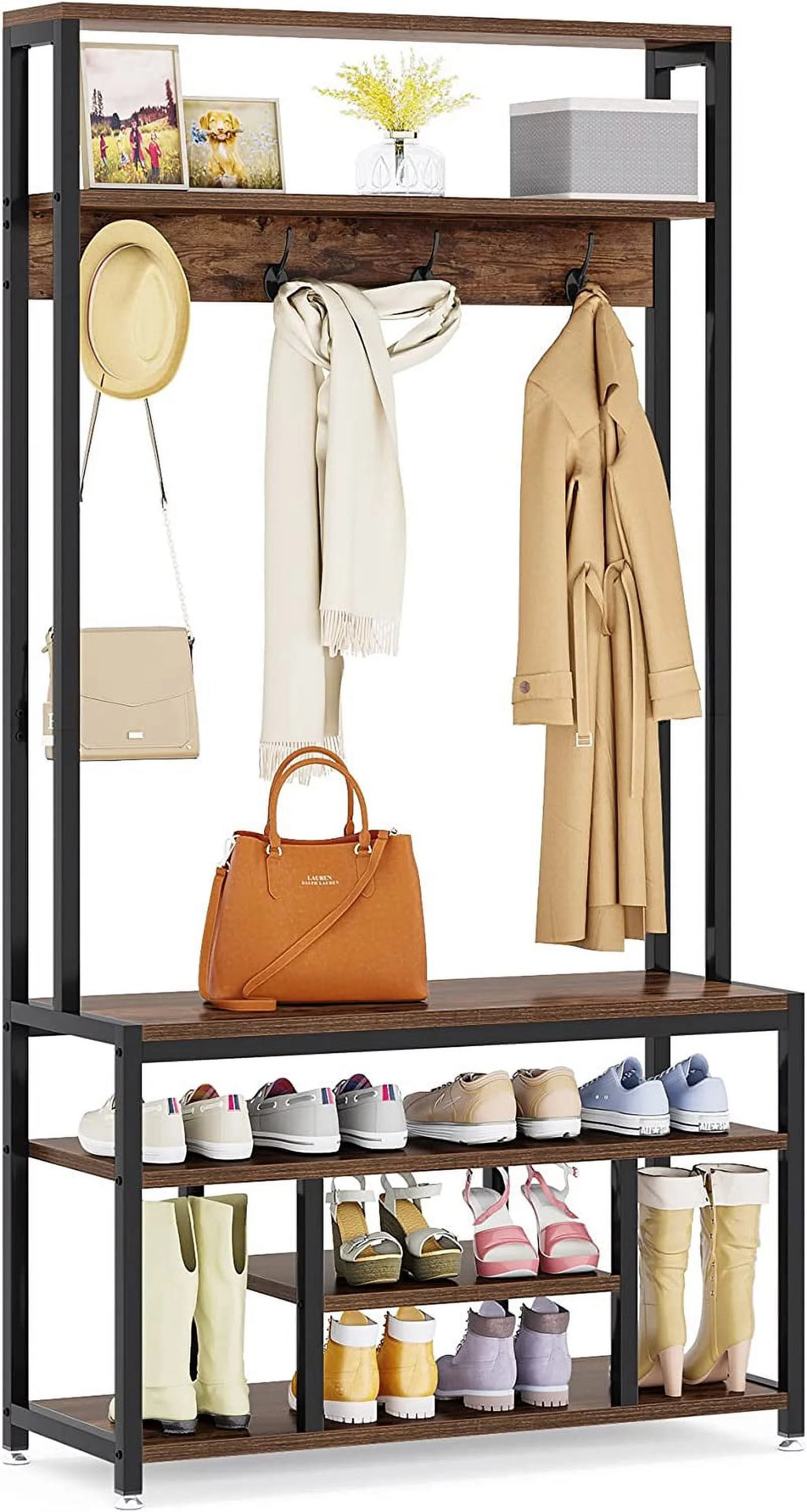 Entryway Hall Tree with Bench and Shoe Storage Z289016
