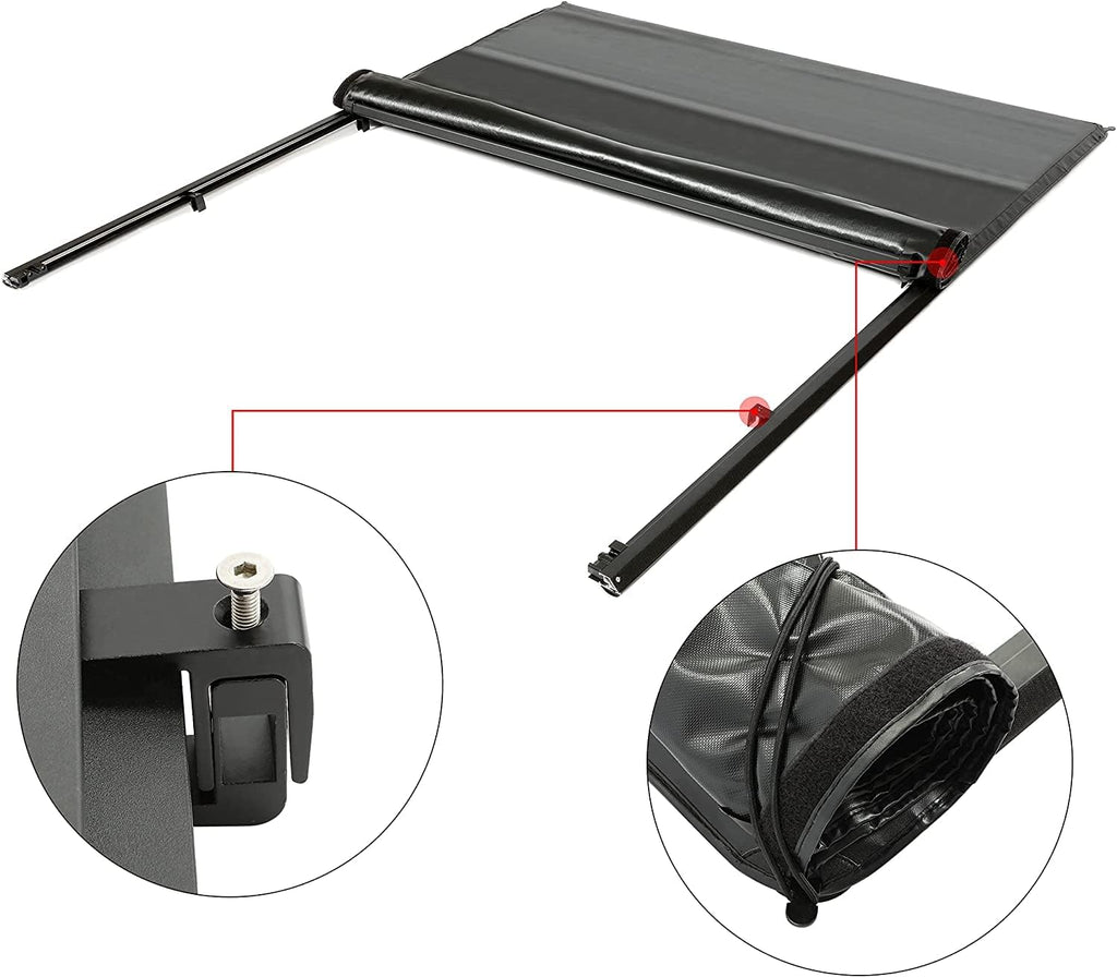 Soft Roll-up Truck Tonneau Cover with 6.5' Bed Black Sailcloth M436373